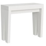 Console extensible blanche 8 personnes 40 à 196 cm sambo 2 pieds Console extensible blanche 8 personnes 40 à 196 cm sambo 2 pieds