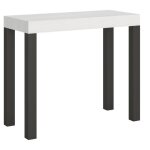 Console extensible blanche et pieds mtal gris 8 places 40  196 cm evy 2 pieds