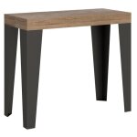 Console extensible bois clair et pieds m�tal anthracite 8 personnes 40 � 196 cm flavio