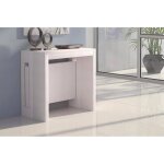 Table console extensible 8 couverts grandezza chêne blanc 80 cm avec allonges intégrées Table console extensible 8 couverts grandezza chêne blanc 80 cm avec allonges intégrées