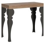 Console extensible orientale bois clair et m�tal anthracite 8 personnes 40 � 196 cm torza