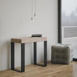Console extensible - tecno oak - design moderne - bois m�tal - 90x40 - 300cm