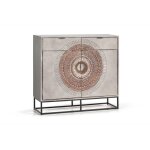 Console - giner y colomer - bois de manguier - 2 portes - 2 tiroirs - sculpte  la main