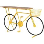 Console - home esprit - jaune et noir - bois et mtal - 160 x 40 x 94 cm - meuble dentre