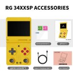 Console de jeu portable r�tro anbernic rg34xxsp � double joystick et � bascule jaune 64 go manette jeux ...