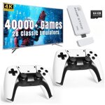 Console de jeu r�tro sans fil - 40000 + jeux classiques - sortie tv 4k hdmi - manettes 2. 4g - 64g blanc ...