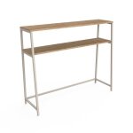 Console ludwig - métal beige et effet chêne - 2 étagères - 100x80x30cm - box and beyond Console ludwig - métal beige et effet chêne - 2 étagères - 100x80x30cm - box and beyond