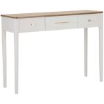 Console en bois 3 tiroirs matera 107cm blanc & naturel