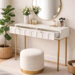 Console meubletable dappoint en boismeuble de rangement entr�e ou salon avec 2 tiroirs100x46x76cm - cr�me ...