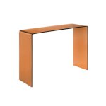 Console rectangulaire en verre tremp� 110cm ambre - glintz
