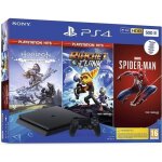 Console salon - sony - ps4 slim - 500 go - noir - horizon zero dawn - spider - man - ratchet & clank