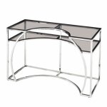 Console - verre - acier argent - 120 cm