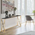 Console sydney en verre fum et pieds or