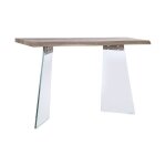 Console en verre bois et mdf - blanc - 120 x 40 x 76 cm