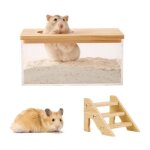 Conteneur de bain de sable pour hamster avec �chelle en acrylique transparent pour salle de bain pour ...