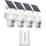 Cooau 4mp camera surveillance wifi exterieure sans fil avec panneau solaire - base + 4 cam�ras - 2. 5k360� ...