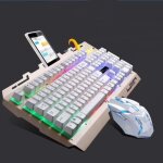 Cool led r�tro - �clair� ergonomique gaming clavier m�canique gamer souris ensembles (blanc)