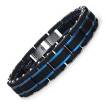 Coolman bijoux hommes bracelets acier inoxydable bleu & noir rglable 85 - 9 pouces (avec bote - cadeau ...