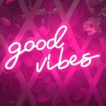 Enseigne lumineuse néon coovee - chambre gaming - good vibes - rose - 40 * 20cm Enseigne lumineuse néon coovee - chambre gaming - good vibes - rose - 40 * 20cm