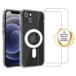 Evetane coque anti - choc magsafe compatible iphone 13 mini transparente + 2 vitres
