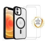 Evetane coque anti - choc magsafe compatible iphone 12 mini noir + 2 vitres
