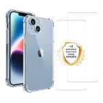Pack coque anti - choc - evetane - iphone 14 plus - transparente - 4 coins renforc�s - 2 vitres tremp�es ...
