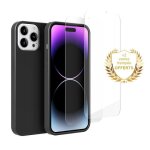 Pack protection - evetane - iphone 14 pro max - noir - coque anti - choc toucher doux - 2 vitres verre ...