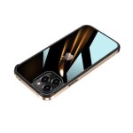 Coque bumper metal pour iphone 14 protection plexiglass (or)
