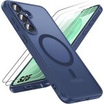Coque - samsung - galaxy s25 - protection caméra intégrée - 2 verres trempés - bleu marine Coque - samsung - galaxy s25 - protection caméra intégrée - 2 verres trempés - bleu marine