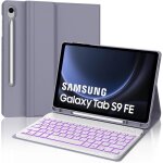 Coque clavier pour samsung galaxy tab s9 fe 10. 9 / s10 fe 10. 9azerty fran�ais clavier r�tro�clair� ...