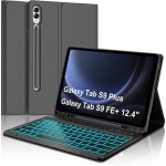 Coque clavier pour tablette samsung - zrse - galaxy tab s9 fe + 12. 4 - azerty - clavier r�tro�clair� ...