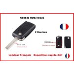 Coque cl� plip modifie pour peugeot 2 bouton 207 307 308 407 hu83 ce0536 avec rainure