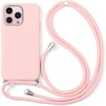 Coque avec collier cordon - e. f. connection - iphone 13 pro - souple - silicone liquide - rose Coque avec collier cordon - e. f. connection - iphone 13 pro - souple - silicone liquide - rose