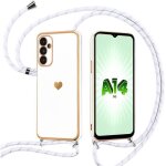 Coque cordon pour samsung galaxy a14 4g - 5g blanc antichoc motif c?ur anti - rayures ultra slim l�ger ...