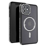 Coque diamant pour iphone 12 - avizar - contour strass noir - rigide - synthétique - mixte Coque diamant pour iphone 12 - avizar - contour strass noir - rigide - synthétique - mixte