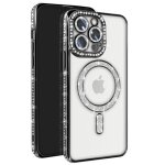 Coque - diamant - iphone 13 pro - strass argent - r�sistante - compatible magsafe - �l�gante