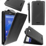 Coque - ebeststar - sony xperia e4g e4g dual etui housse pu cuir rabat flip + stylet noir [appareil: ...