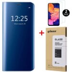 Coque galaxy a10 + [2 pack] verre tremp� miroir flip case avec stand housse cover protection �tui pour ...