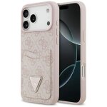 Coque guess hardcase 4g double card triangle avec porte cartes pour iphone 17 pro max - pink