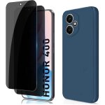 Coque pour honor 400 5g + 2 verres tremp� anti espion - etui housse bleu marine vitre anti espion priv� ...