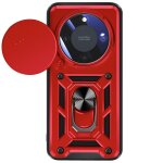 Coque pour honor magic 8 lite avec cache cam�ra coulissante et bague magn�tique mayaxess rouge