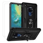 Coque huawei mate 20 et [2 pack] verre tremp� double couche armure 360�ring stand support voiture magn�tique ...