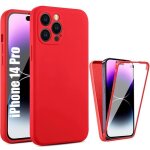 Coque int�grale - pour iphone 14 pro - rouge - protection hybride 360� - antichoc - 4 coussins de coin ...