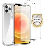 Evetane coque compatible iphone 12 / 12 pro antichoc transparente + 2 vitres