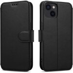 Coque portefeuille - e. f. connection - pour iphone 14 - noir - souple - fermoir magn�tique