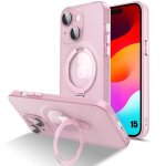 Coque pour iphone 15 antichoc rigide avec support anneau magn�tique r�glable et protection cam�ra - translucid ...