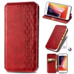 Coque iphone 8 rouge couleur pure folio cuir silicone lgant rigide coque bumper antichoc avec support ...