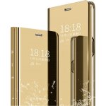 Coque iphone xr + verre tremp flip clear view translucide miroir cover protecteur standing 360housse ...
