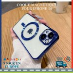 Coque magn�tique premium iphone 14 ? bleu marine fine & antichoc