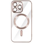 Coque magsafe - apple - iphone 14 pro max - silicone - rose - contour chromé Coque magsafe - apple - iphone 14 pro max - silicone - rose - contour chromé